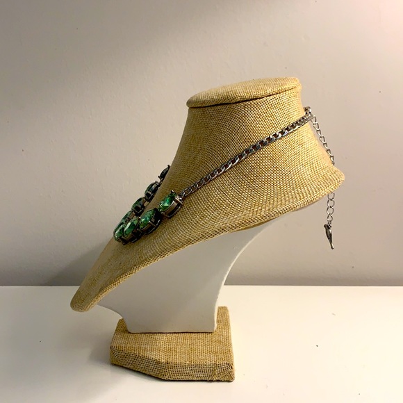 Chloe + Isabel Emerald Crystal Silver Chain Necklace w/ Adjustable Claw Closure - Picture 10 of 11